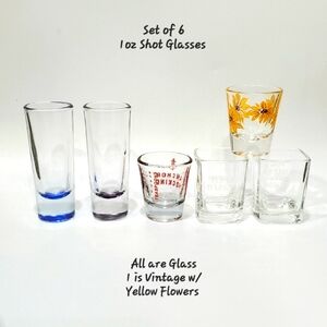 Set of 6 Glass 1oz Shot Glasses GUC